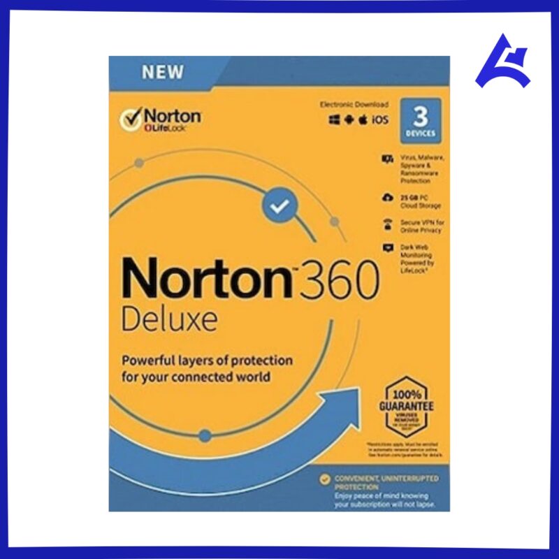 Norton 360 Deluxe – 3 Devices, 1 Year – NortonLifeLock Key – EUROPE