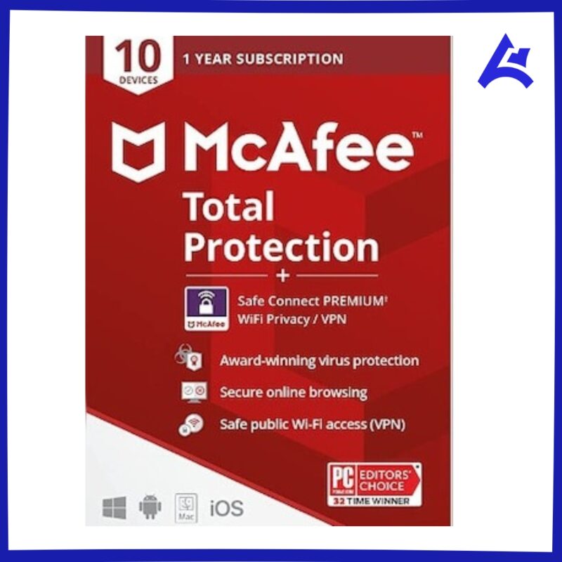 McAfee Total Protection Plus VPN (10 Devices, 1 Year) – McAfee Key – GLOBAL