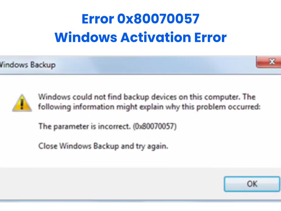 Windows Error 0x80070057 The Parameter Is Incorrect message