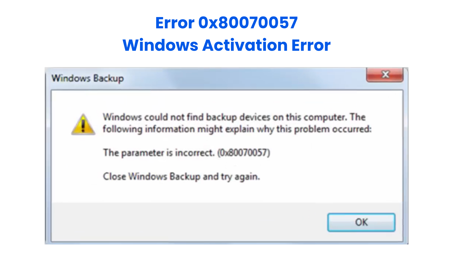 Windows Error 0x80070057 The Parameter Is Incorrect message