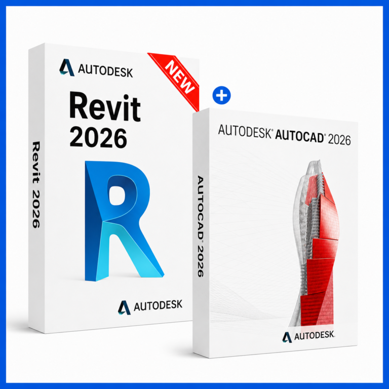 Autodesk Revit 2026 and AutoCAD 2026 software bundle box