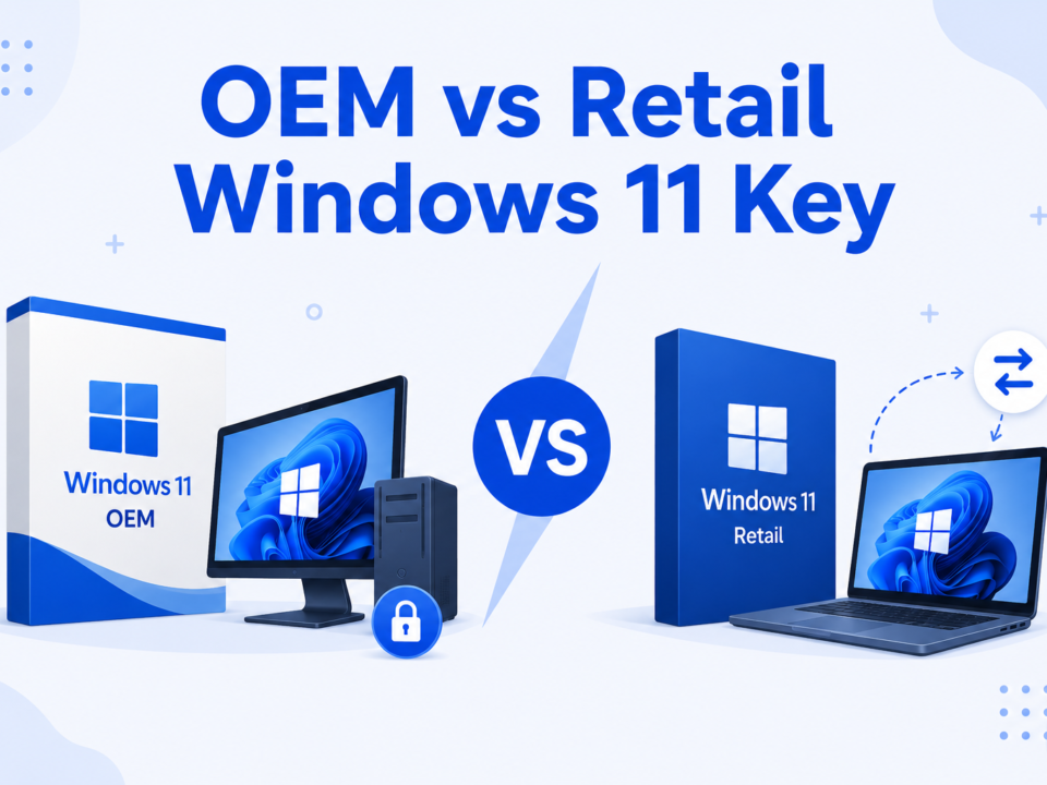 OEM vs Retail Windows 11 Key comparison illustration