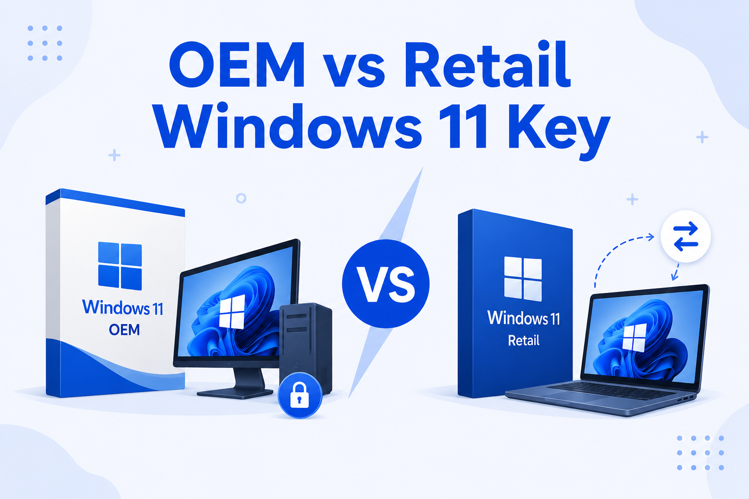 OEM vs Retail Windows 11 Key comparison illustration