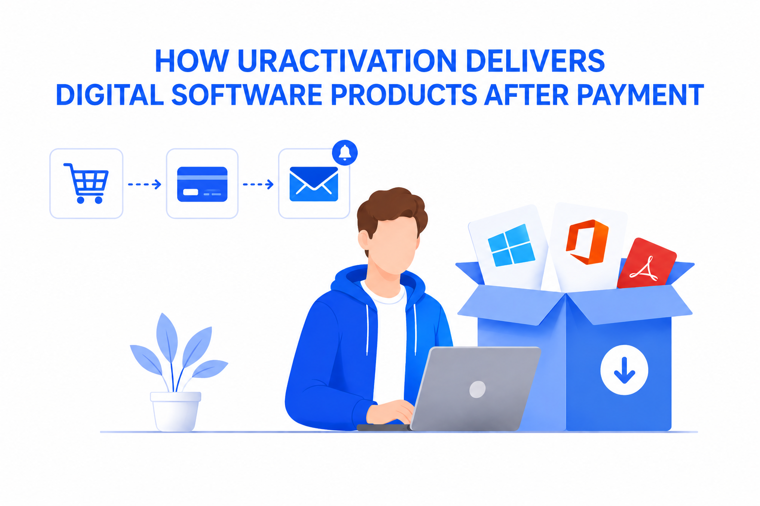How Uractivation Delivers Digital Software Products After Payment – Digital delivery process illustration